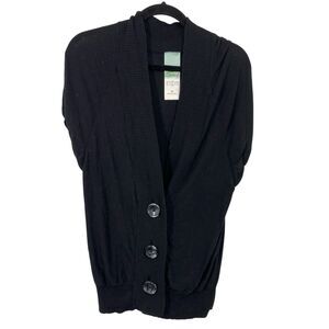 Aphorism V neck Sleeveless Button Up Cardigan Size Medium Black 100% Cotton